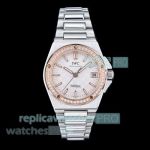 IWS Swiss Replica IWC Schaffhausen Ingenieur Rose Gold Diamond Bezel Stainless Steel Watch 